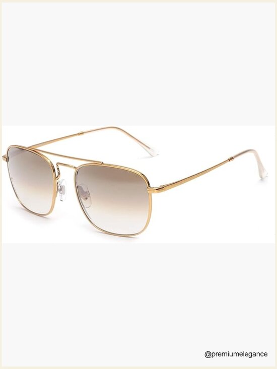 Retro Square Aviator Sunglasses Premium Glass Lens Flat Metal Eyewear main image 6